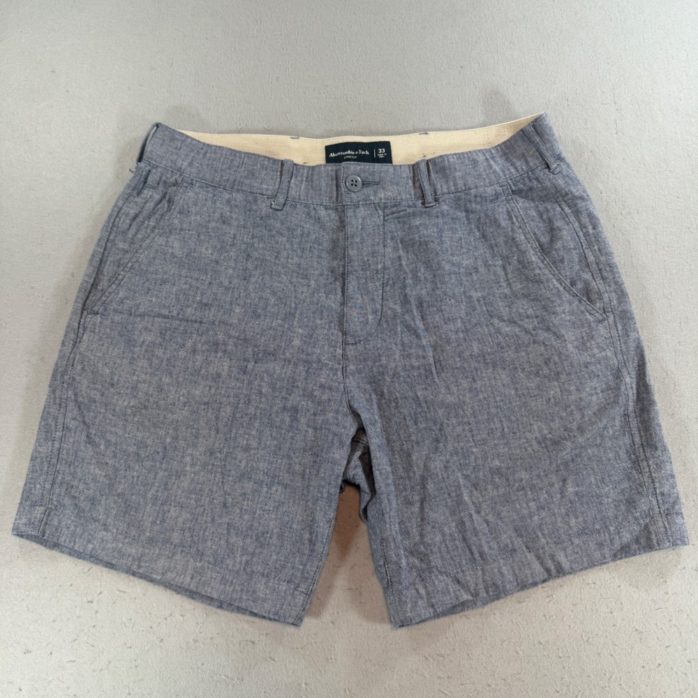 Abercrombie & Fitch Mens Blue Linen Blend Stretch Shorts Size 33 128T0193